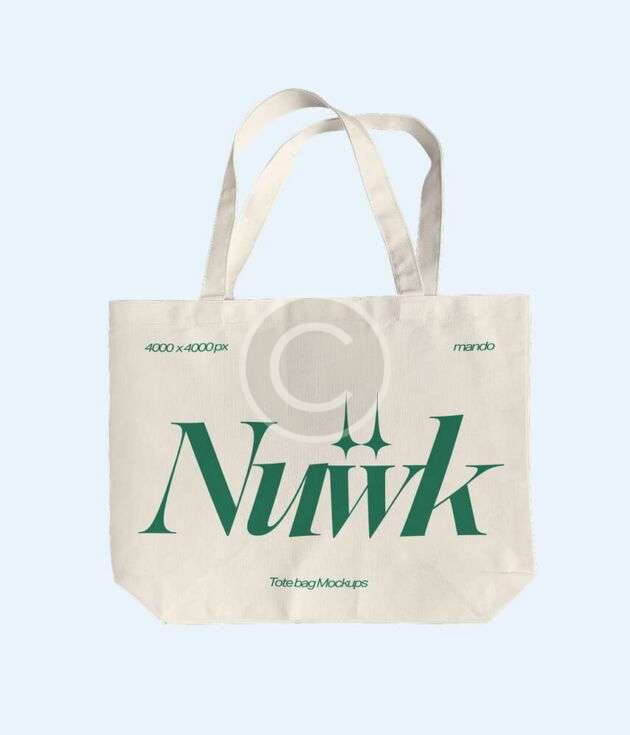 Graphic canvas tote in neutral cream